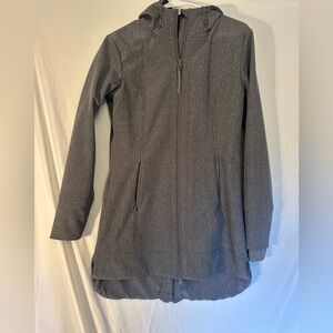 Mondetta Gray Long Hooded Drawstring Full Zip Spring Fall Jacket Women’s Size Sm